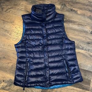 GAP Puffer Vest Womens Blue Down Filled Nylon Full Zip size L